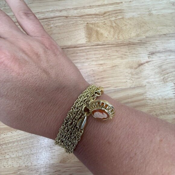 Vintage Amedeo Gold-Tone Multi-Strand Necklace With Reversible Cameo Pendant - Picture 13 of 15